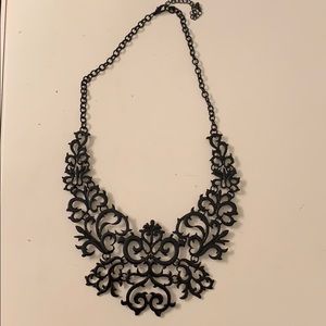 Metal black lace statement necklace